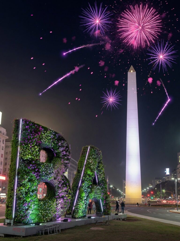 Buenos Aires – Obelisco fuegos artificiales